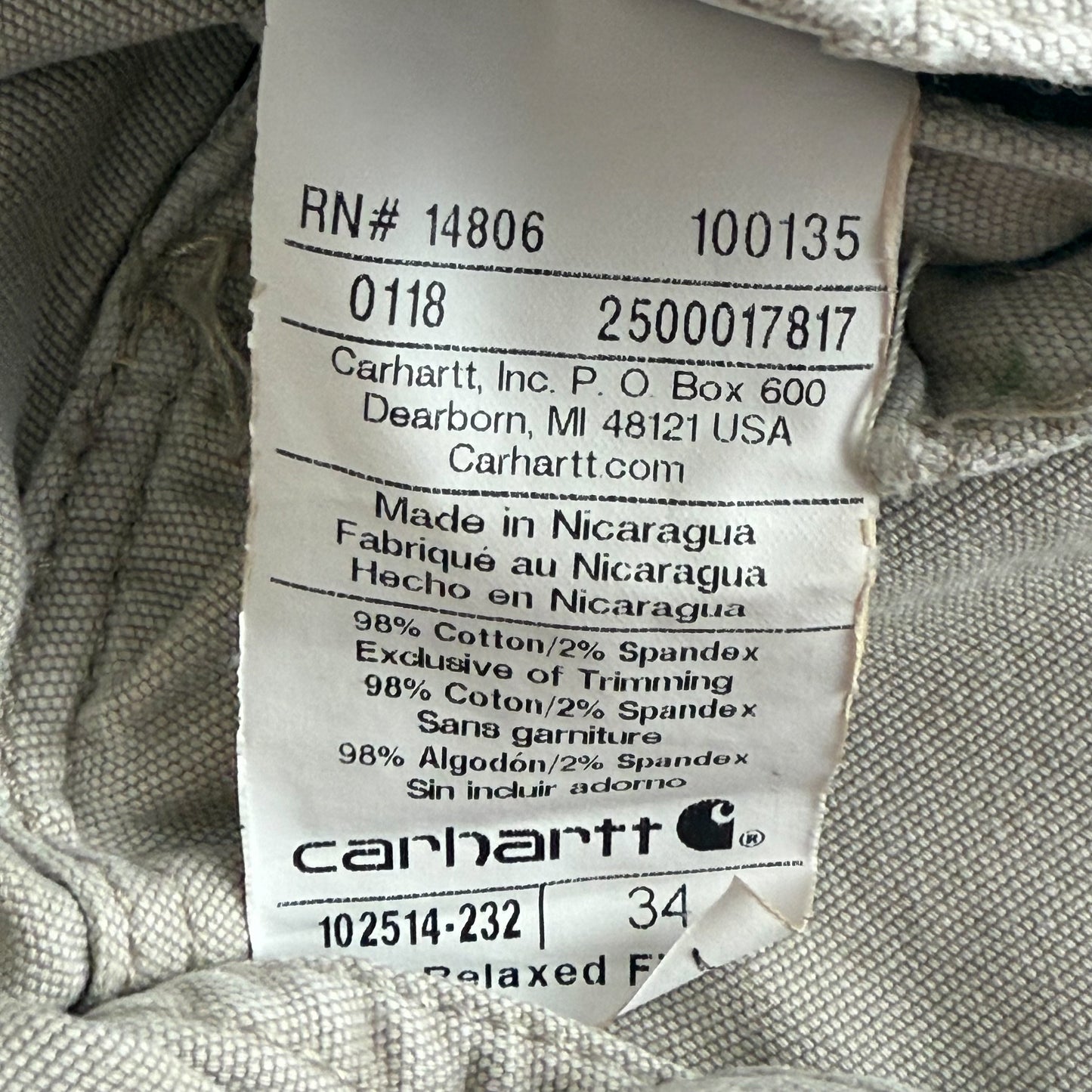 Carhartt Carpenter Shorts - 34”