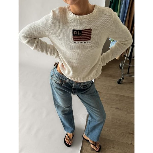 90s Ralph Lauren Polo Jeans Flag Knit - S