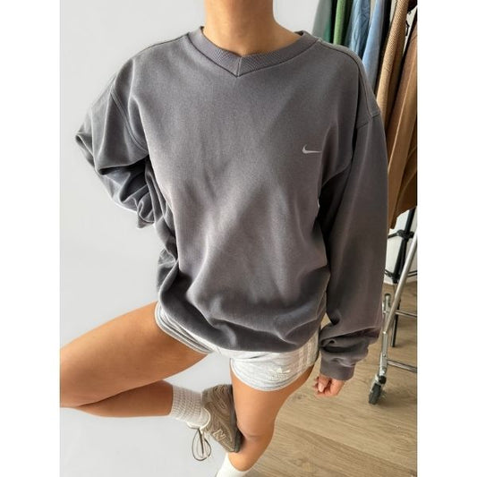 Y2K Nike Single Swoosh V-neck Sweatshirt - M