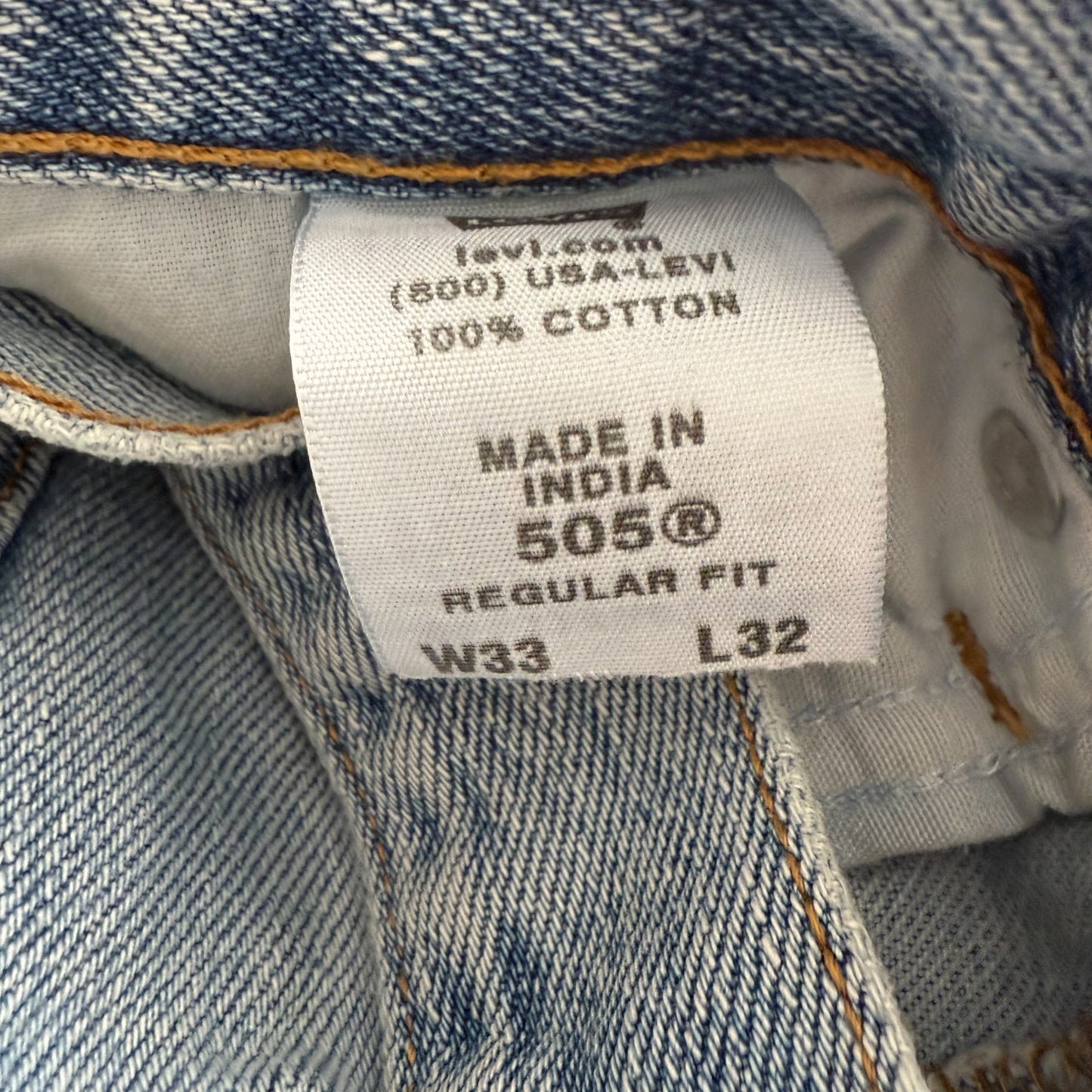 Levis 505 Straight Leg Jeans - 33 X 32