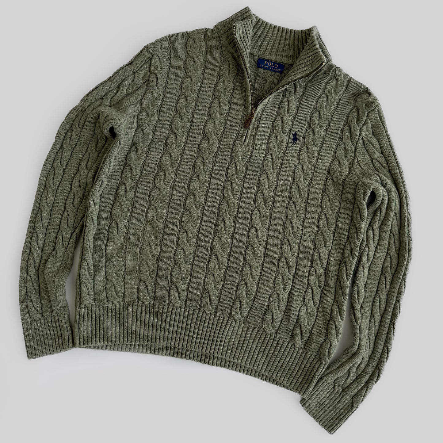 Ralph Lauren Cable Knit Quarter Zip - Large