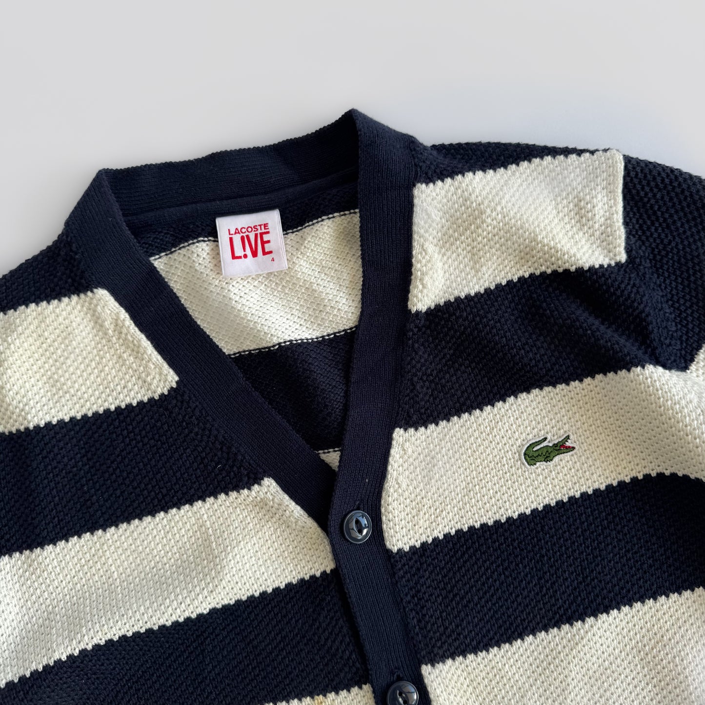Lacoste Striped Cardigan - Large