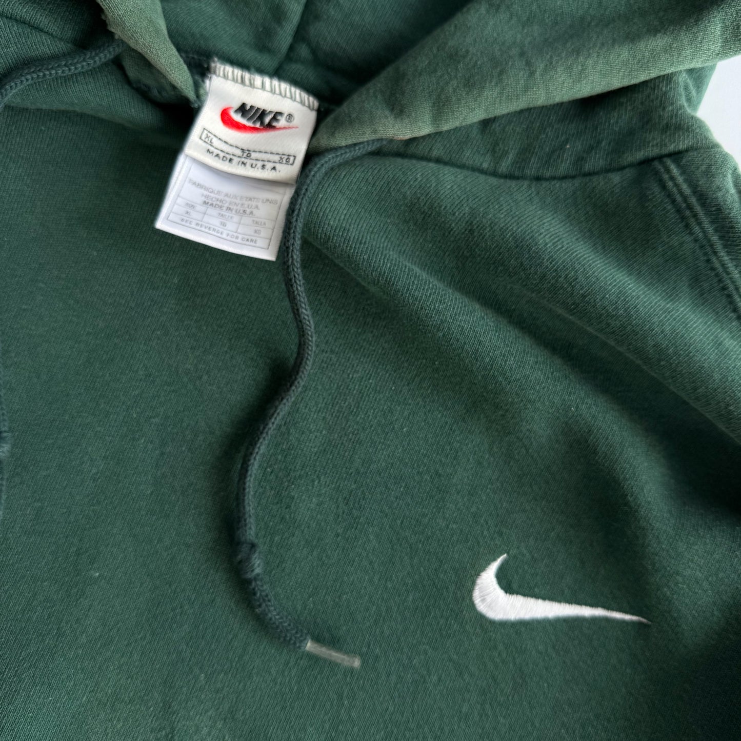 Rare Nike 90's Forest Green Hoodie - XL