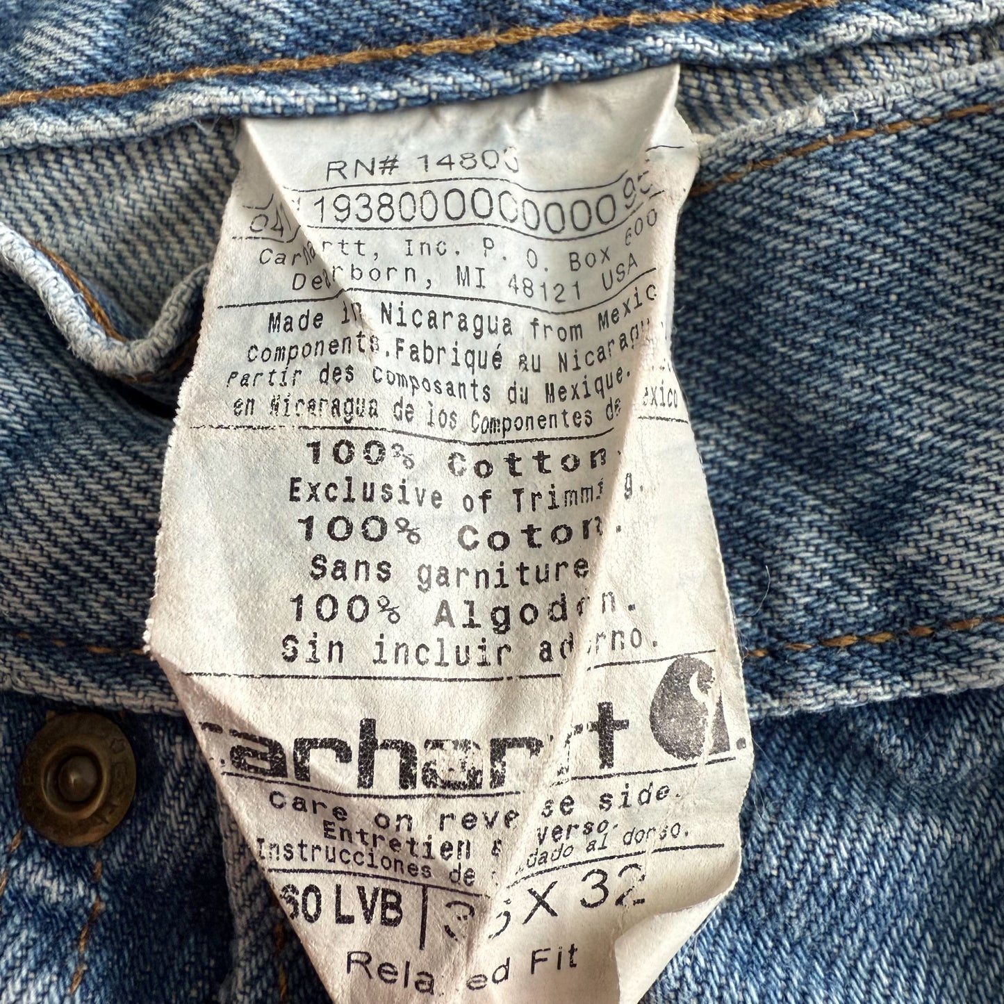 Carhartt Wide Leg Jeans - 35 X 32