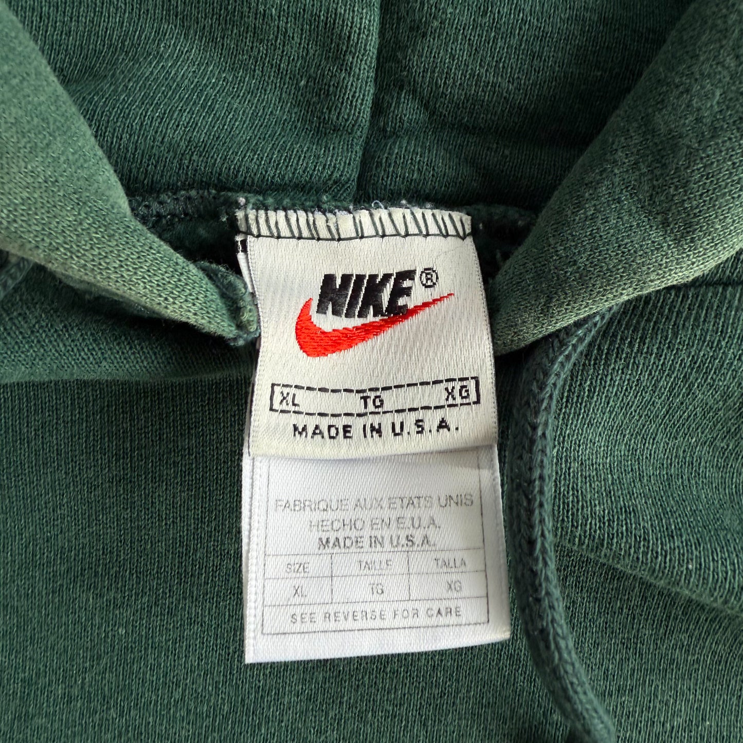 Rare Nike 90's Forest Green Hoodie - XL