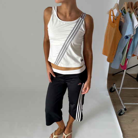 Y2K Adidas Three Stripe Asymmetrical Activewear Tank - M