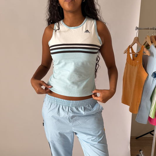 Y2K Adidas Three Stripe Activewear Tank - L