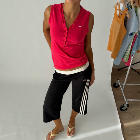 Y2K Nike Single Swoosh Henley Tank Top - L