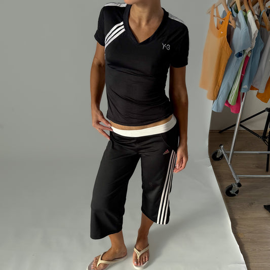 Y2K Adidas Three Stripe Activewear Top - S/M