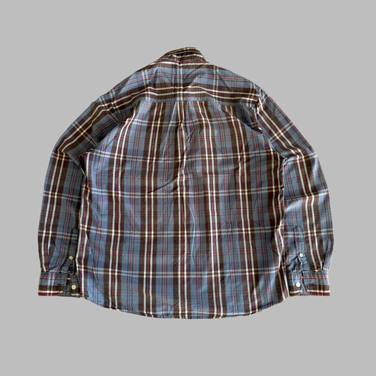 Y2K Burberry Blue Label Checkered Button Up Shirt - L