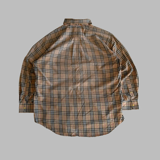90s Burberry Nova Check Button Up Shirt - L