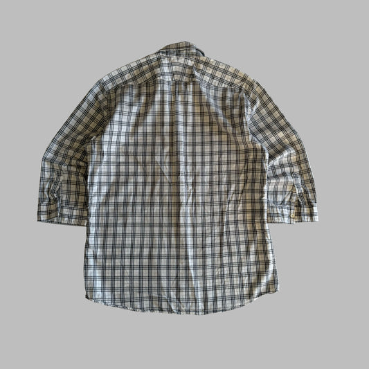 Y2K Burberry Black Label 3/4 Sleeve Button Up Shirt - S