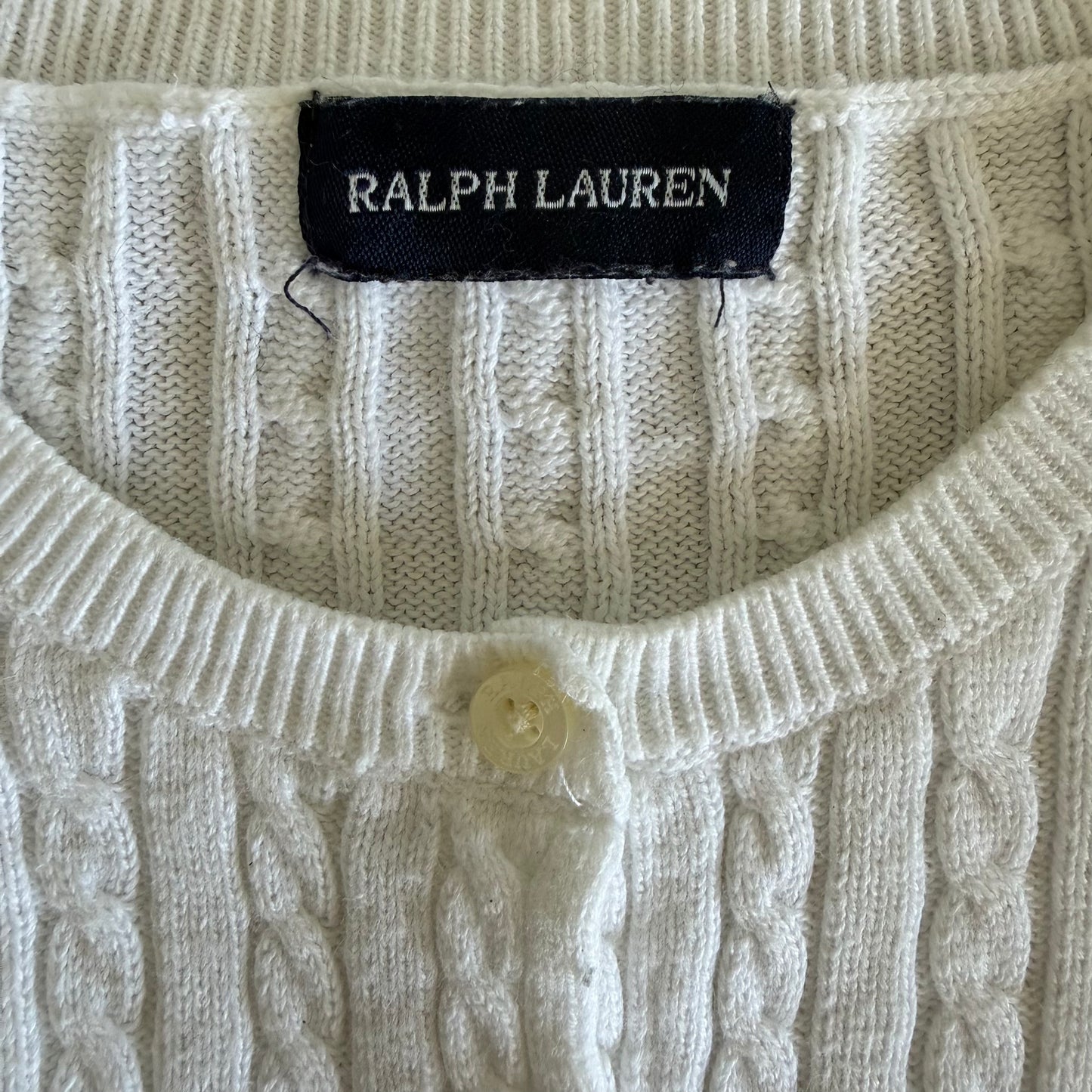 Y2K Polo Ralph Lauren Cable Knit Cardigan - XS