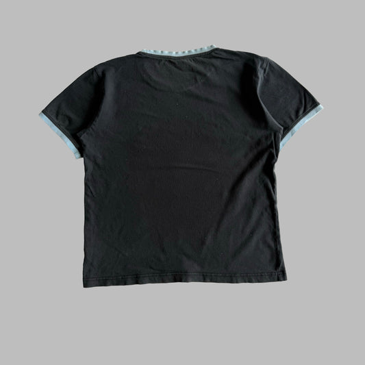 Y2K Adidas Spell Out Ringer Baby Tee - M/L