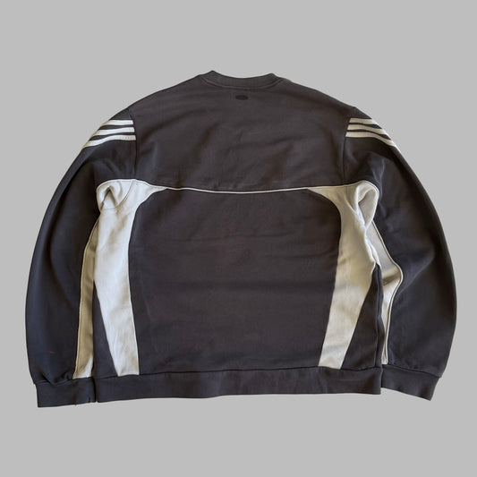 Y2K Adidas Three Stripe Panelled Sweatshirt - XL
