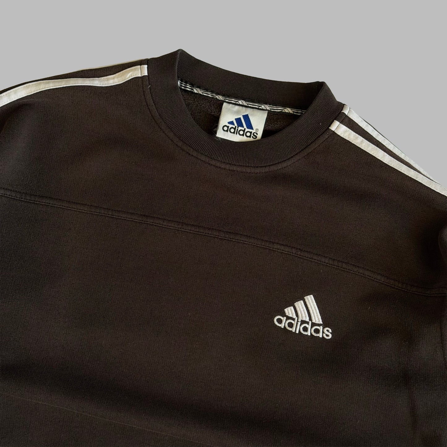 90s Adidas Three Stripe Panelled Sweatshirt - M