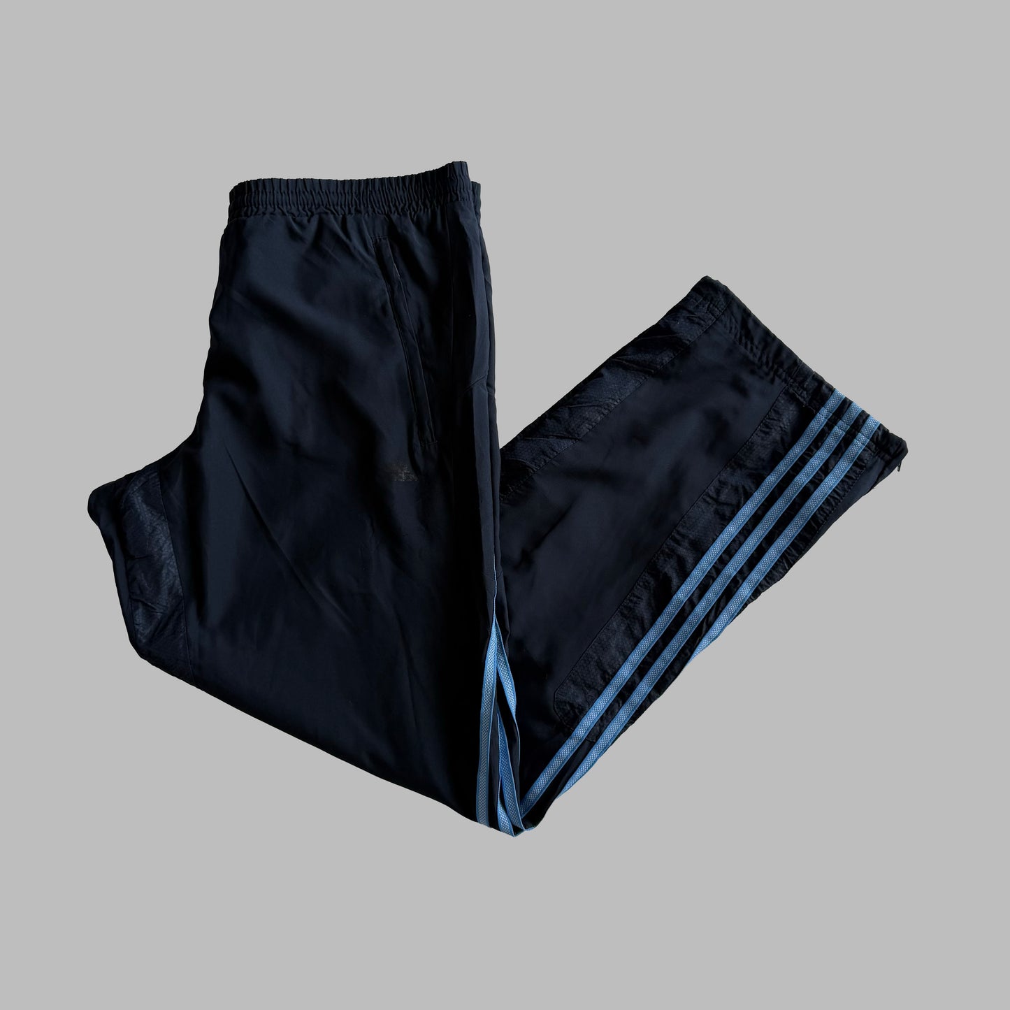 Y2K Adidas Wide Leg Three Stripe Track Pants - M