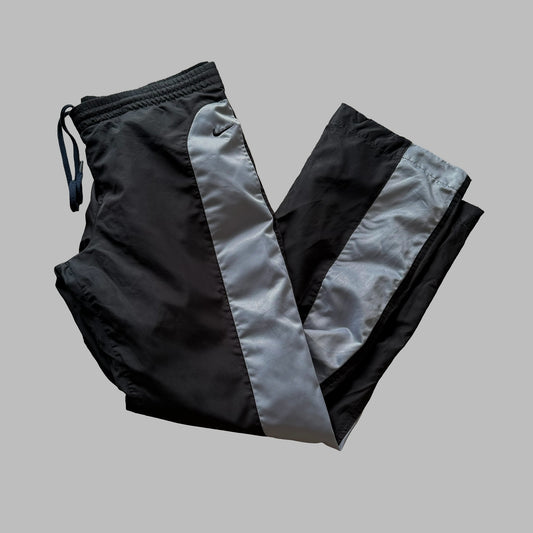 Y2K Nike Panelled Wide Leg Track Pants - M