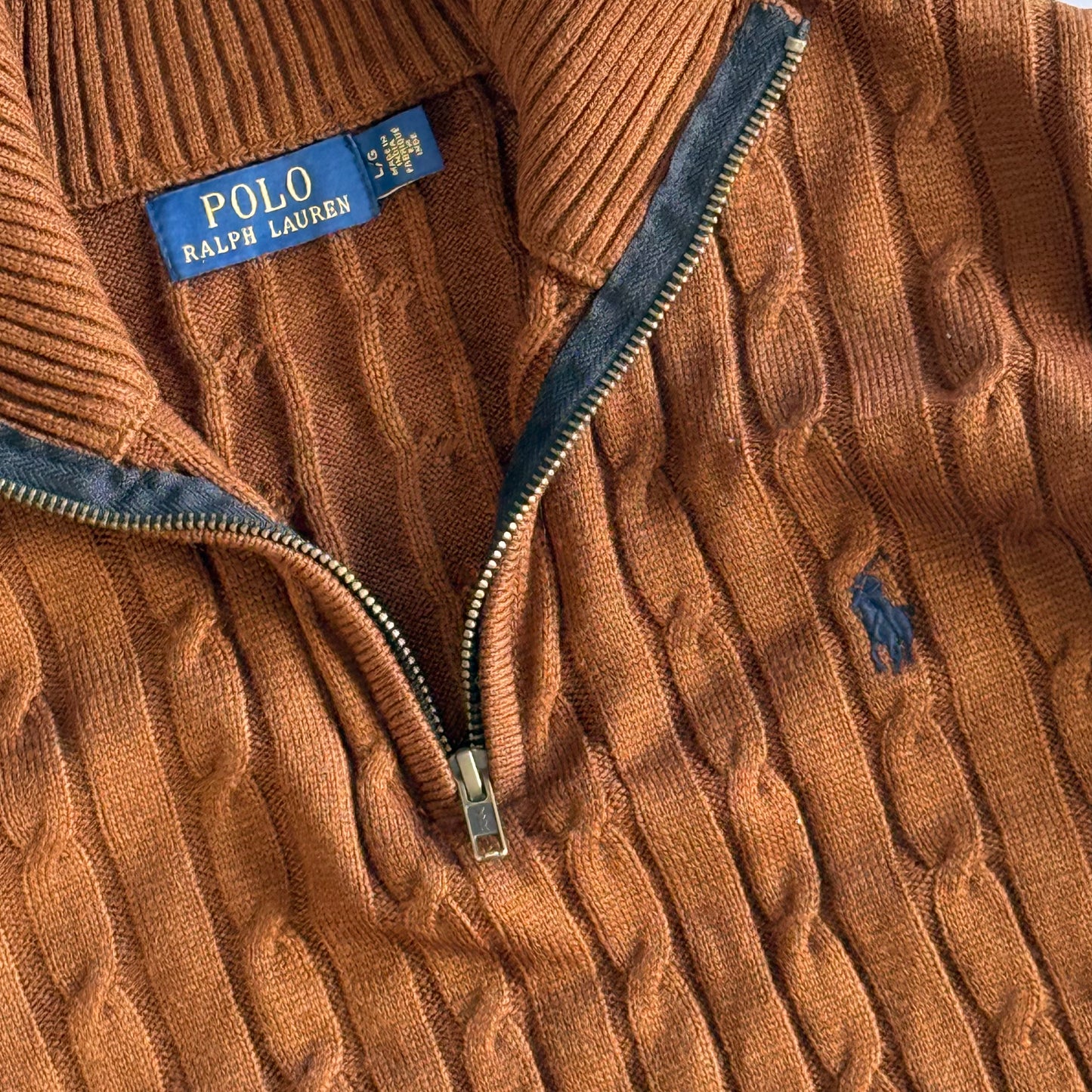 Ralph Lauren Cable Knit Quarter Zip - Large