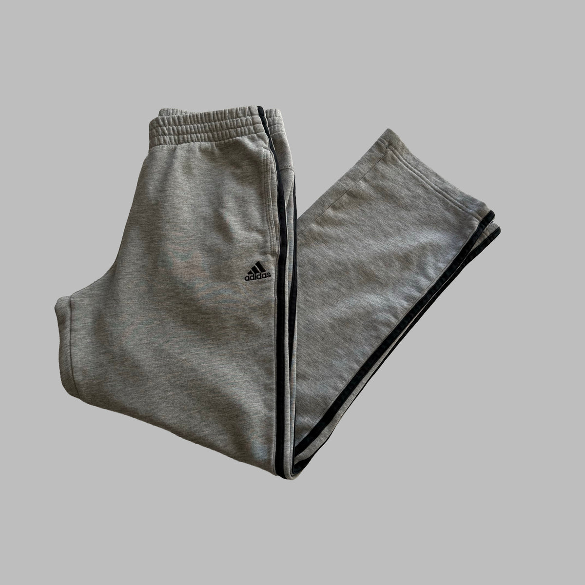 Y2K Adidas Three Stripe Wide Leg Heavyweight Track Pants - S