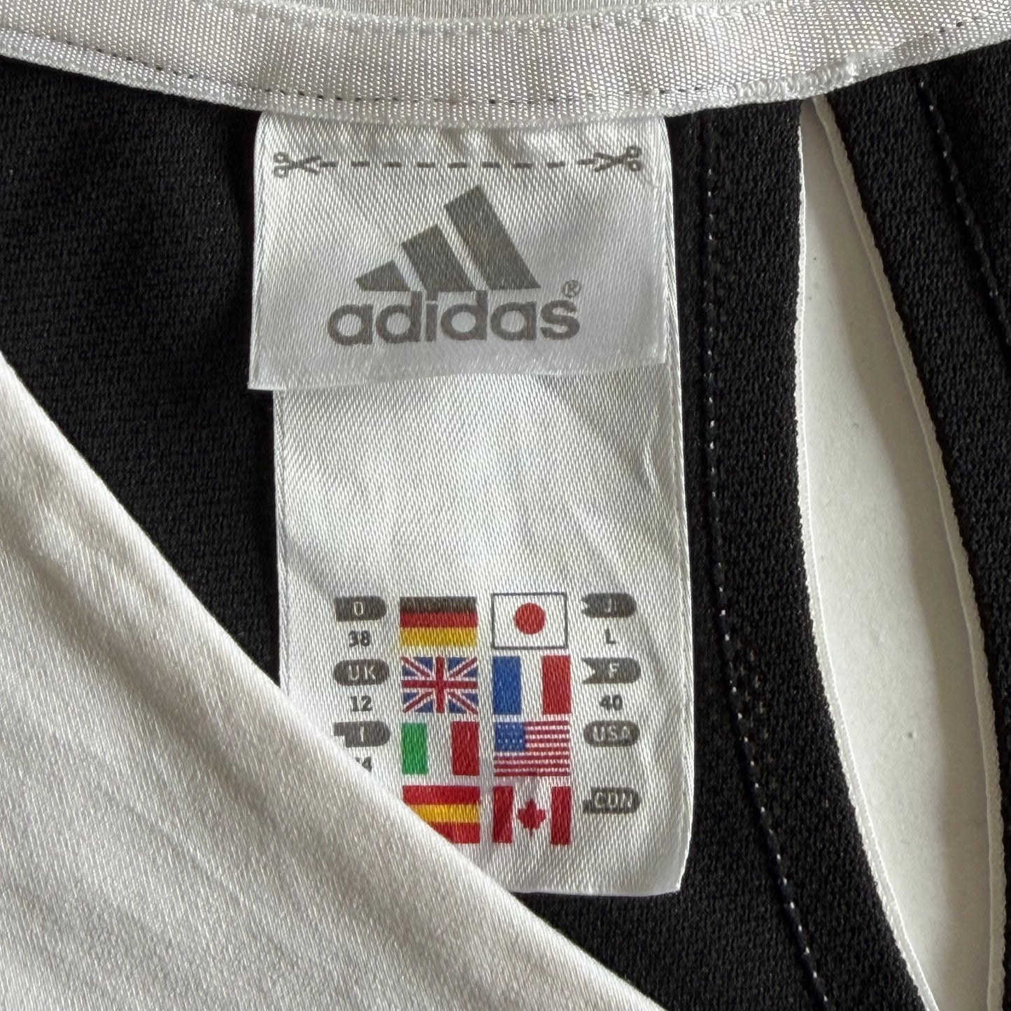 Y2K Adidas Three Stripe V-Neck Activewear Top - L