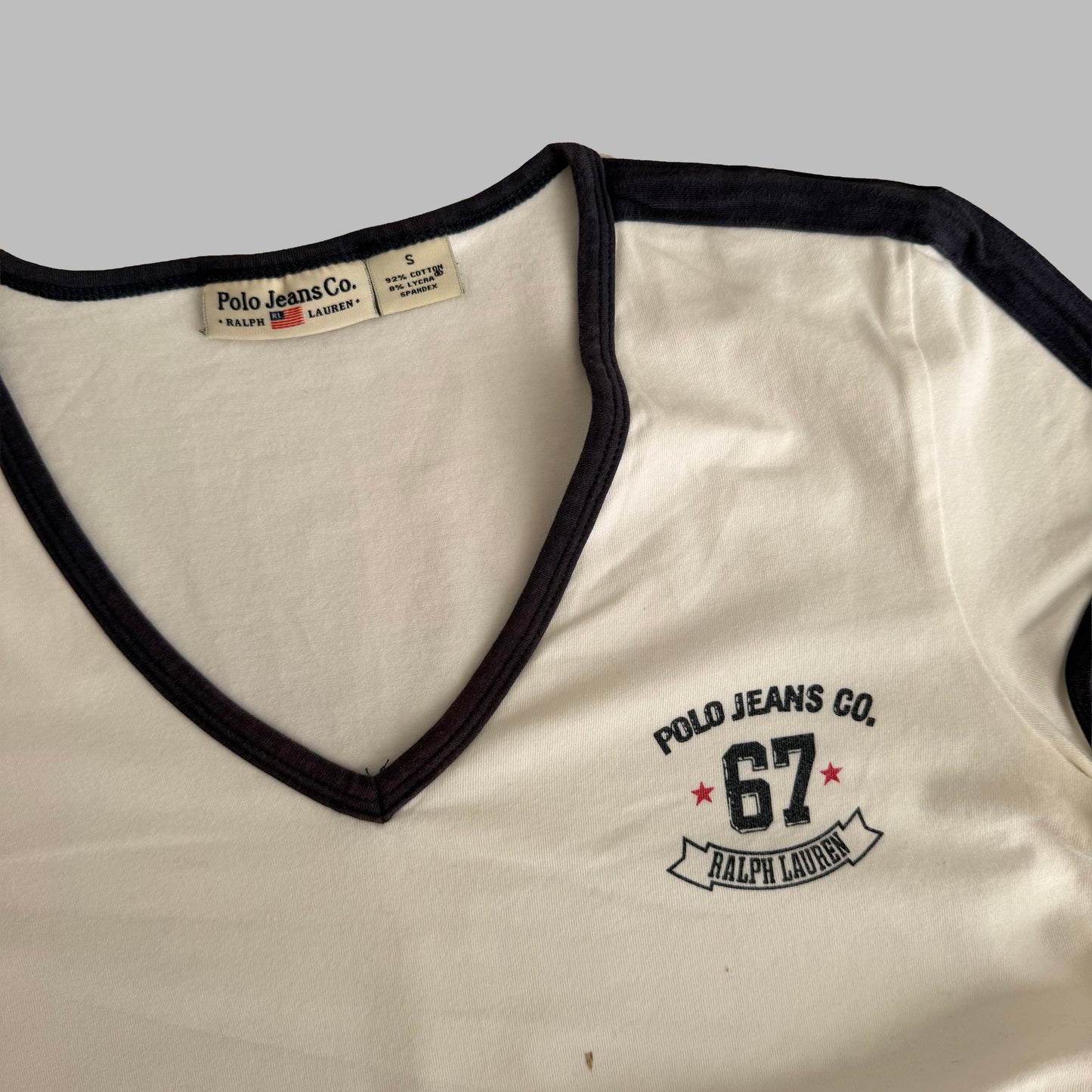 Y2K Ralph Lauren Polo Jeans Low Cut Baby Tee - S/M
