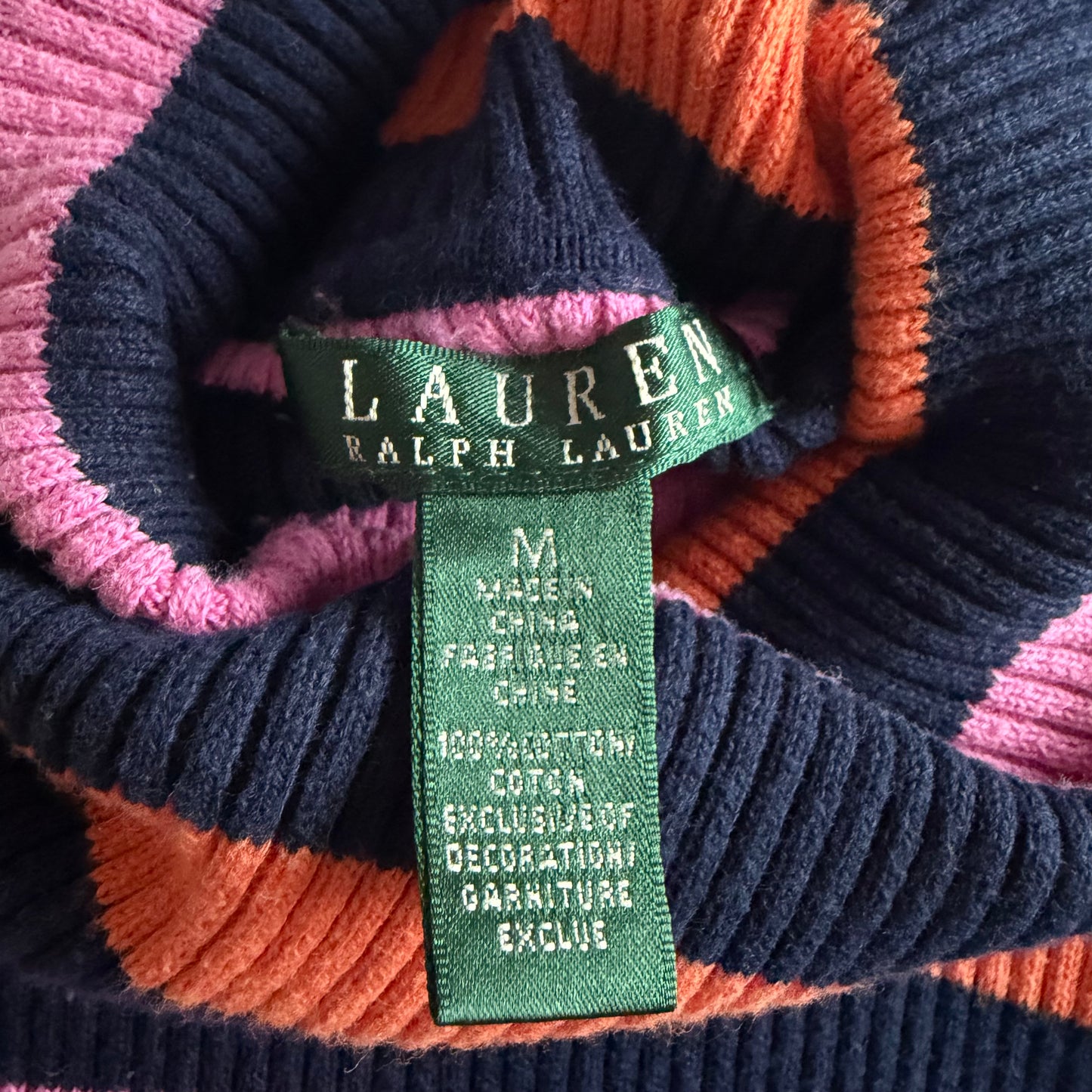 Y2K Polo Ralph Lauren Striped Turtle Neck Knit - M