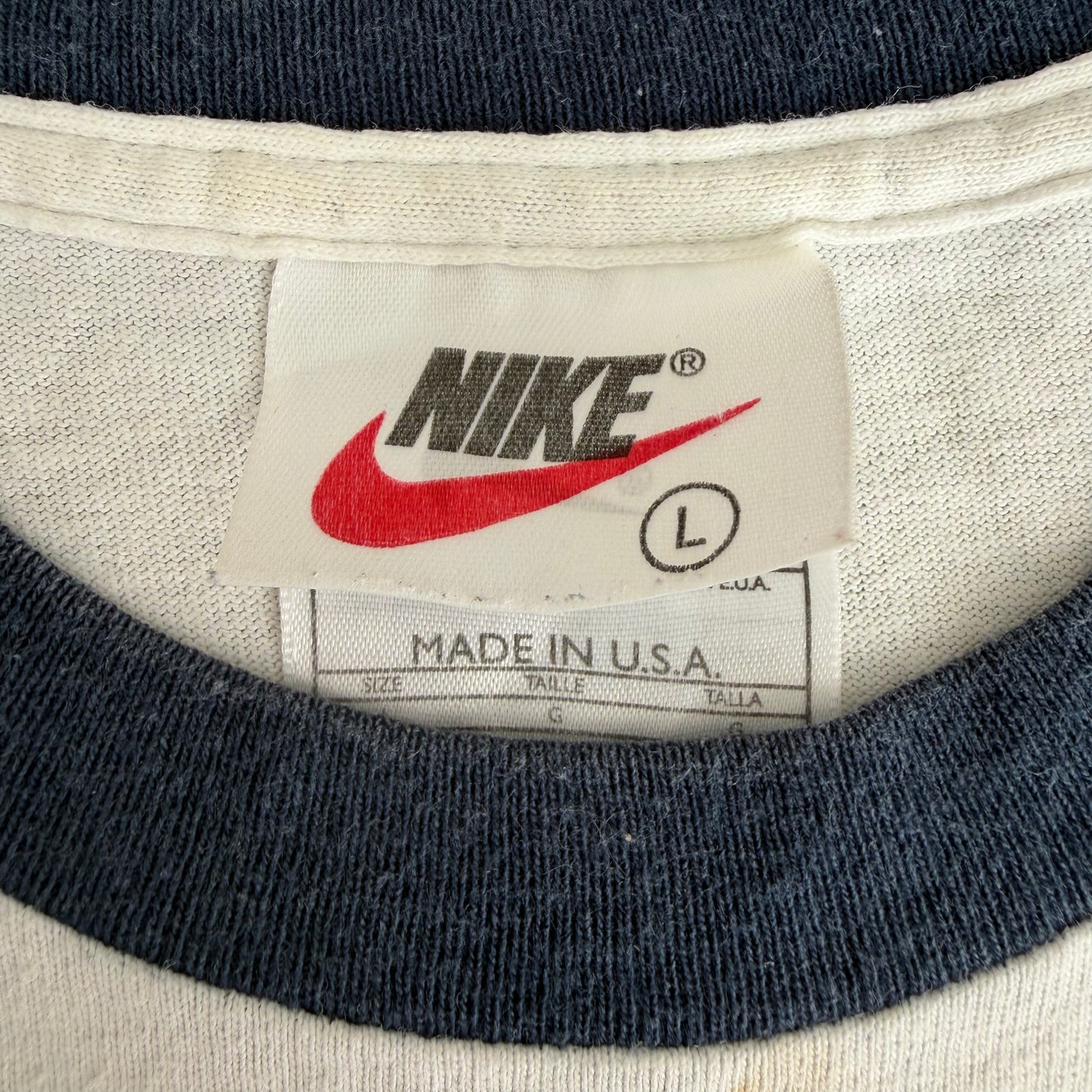 Y2K Nike Centre Swoosh Ringer Tee - L