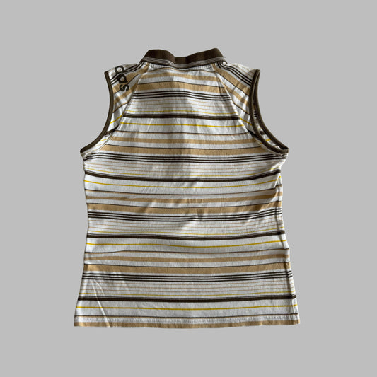Y2K Adidas Striped Polo Tank - L