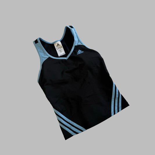 Y2K Adidas Three Striped Fitted Activewear Top - S