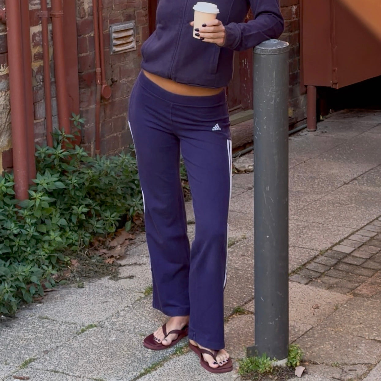 Y2K Adidas Three Stripe Activewear Pants - S