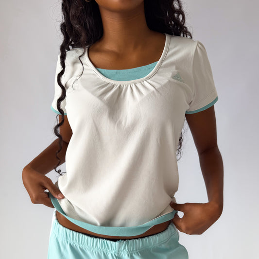 Y2K Adidas Two Tone Activewear Top - L