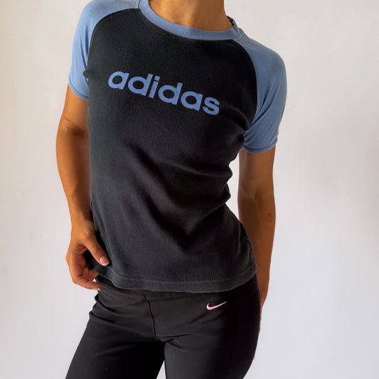 Y2K Adidas Spell Out Raglan Baby Tee - S