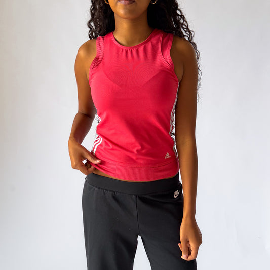 Y2K Adidas Three Stripe Activewear Tank - S/M