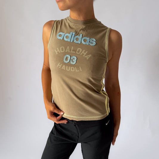 Y2K Adidas Spell Out Fitted Tank - S