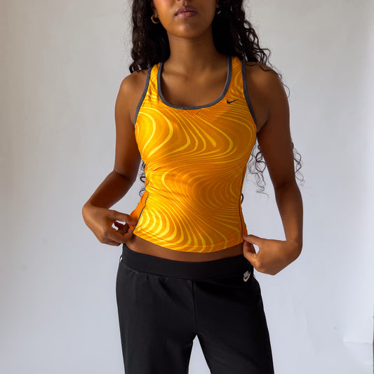 Y2K Nike Swirl Print Fitted Activewear Top - S