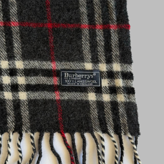 90s Burberry Lambswool Check Scarf