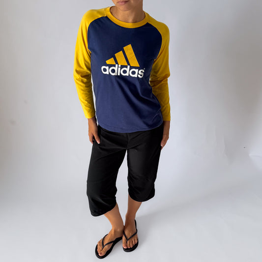 Y2K Adidas Raglan Spell Out Tee - M