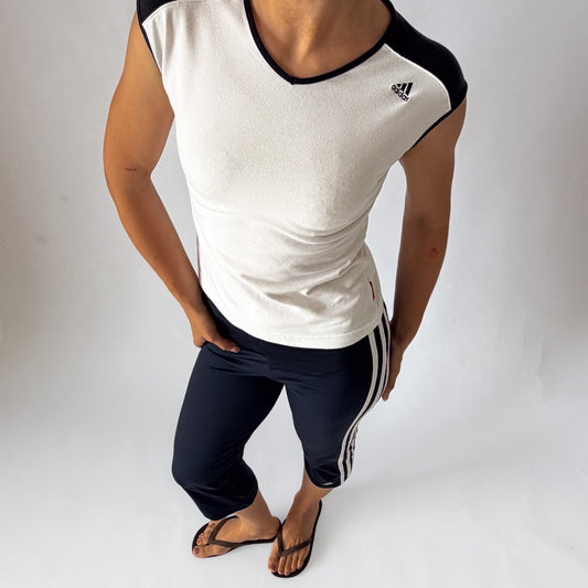Y2K Adidas Cap Sleeve Raglan Top - S