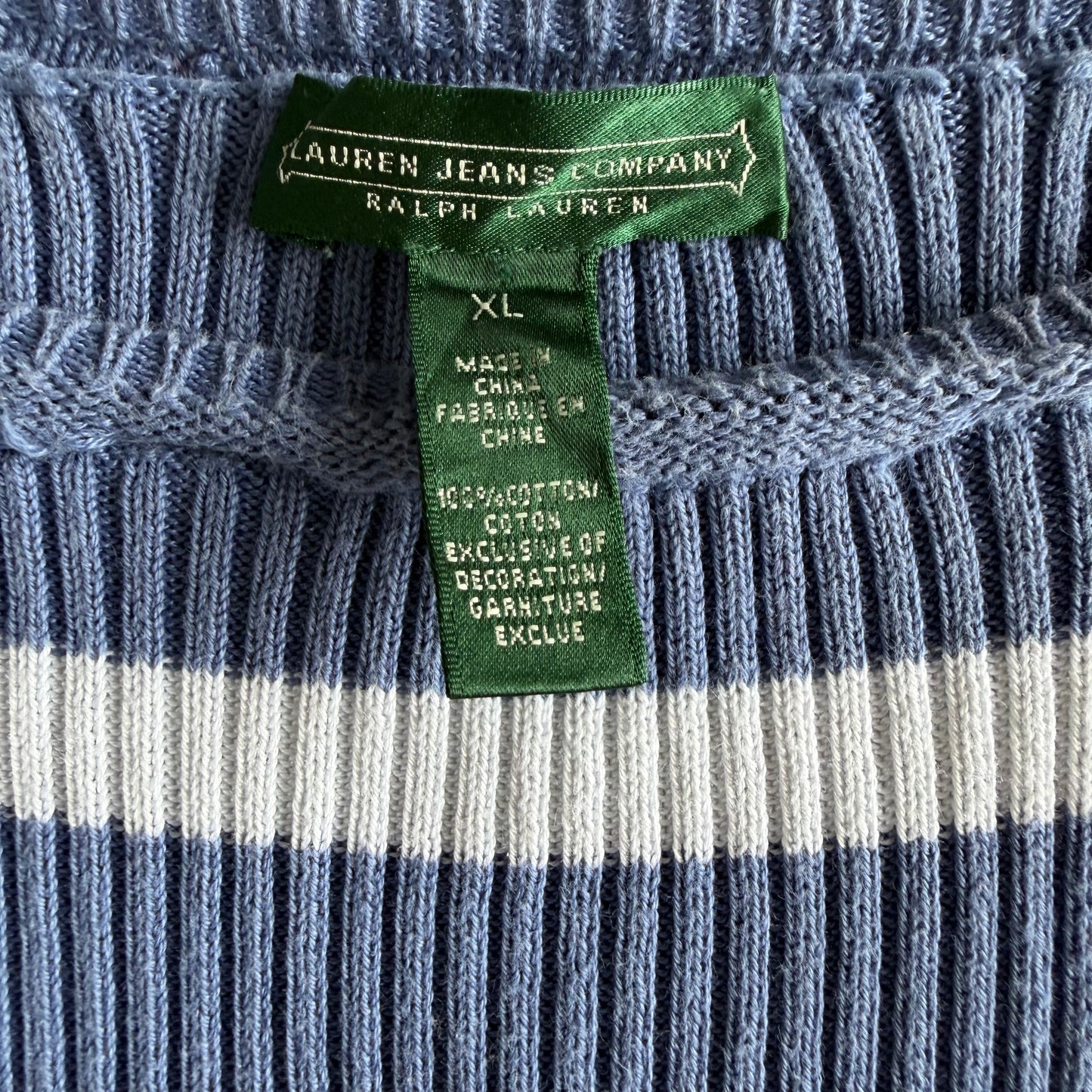 Y2K Polo Ralph Lauren Ribbed Striped Knit - XL