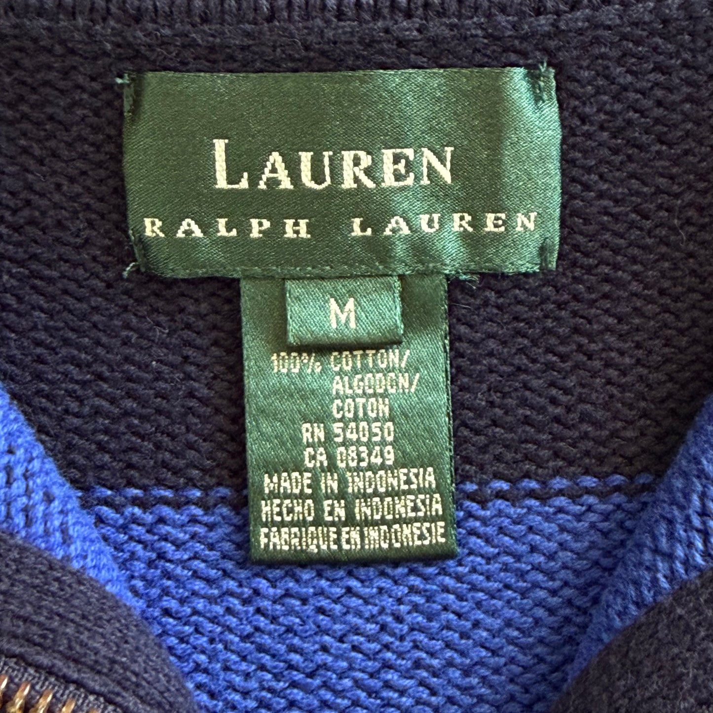Y2K Polo Ralph Lauren Striped Quarter Zip - M