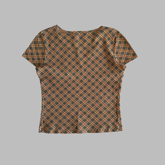 Y2K Burberry Blue Label Synched Nova Check Tee - M