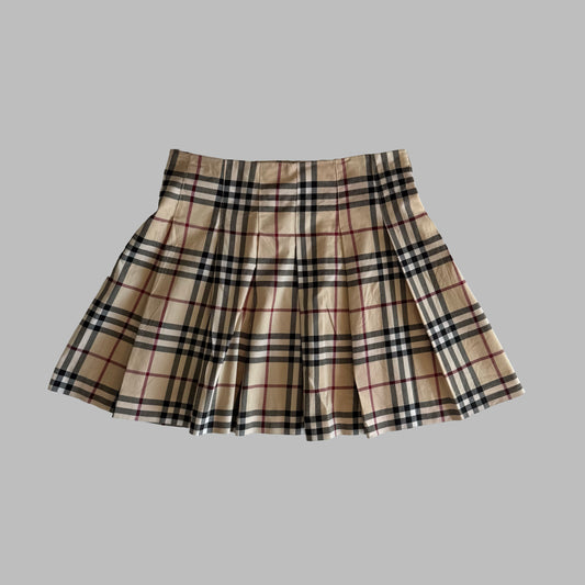 Y2K Burberry Nova Check Pleated Skirt - 27"