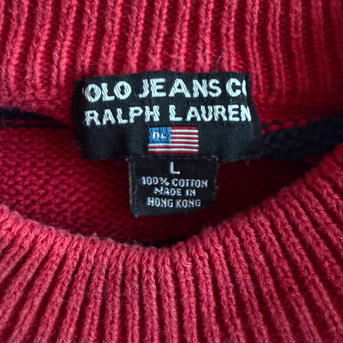 90s Ralph Lauren Polo Jeans Striped Heavy Knit - L
