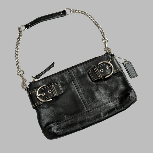 Y2K Coach Buckle Leather Shoulder Bag