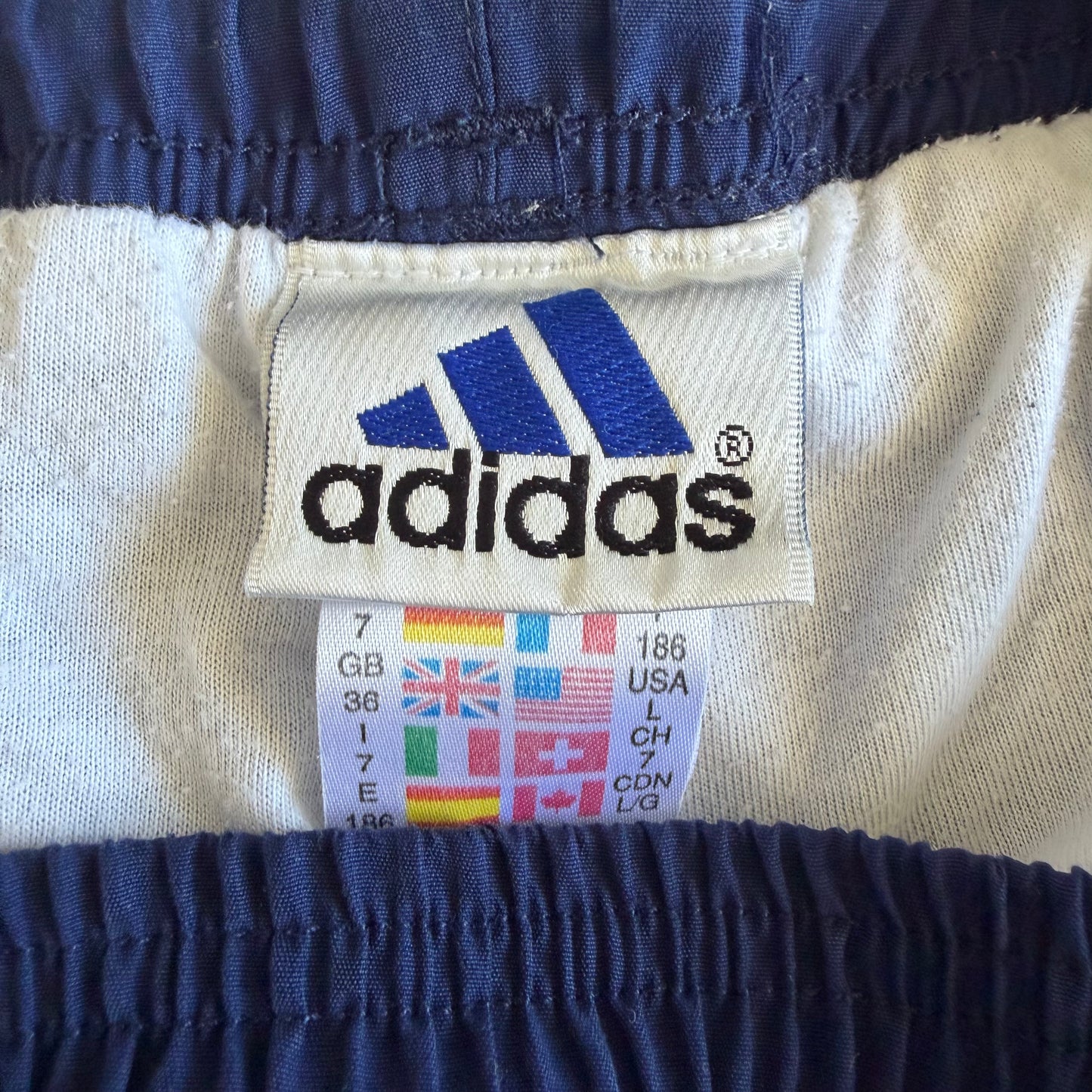 90s Adidas Three Stripe Parachute Track Pants - L