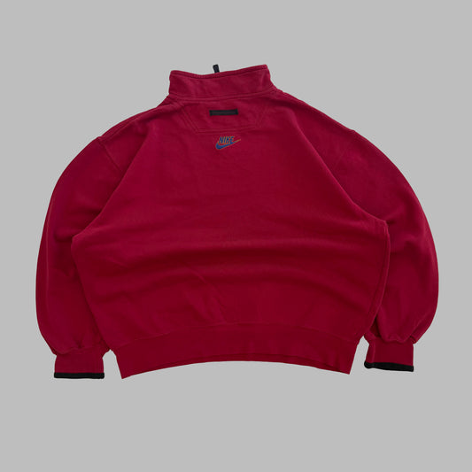90s Nike Varsity Embroidered Quarter Zip - L