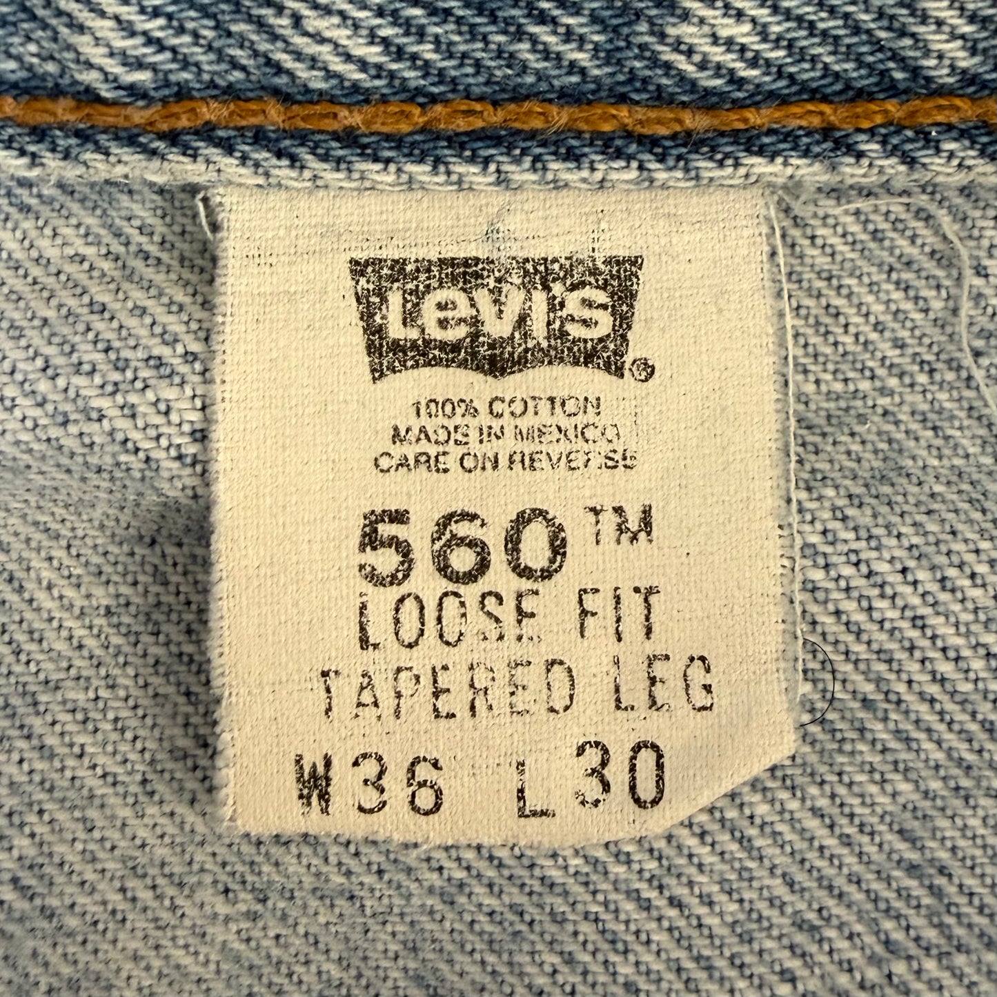 90s Levis 560 Paper Tag Barrel Jeans - 36 x 30
