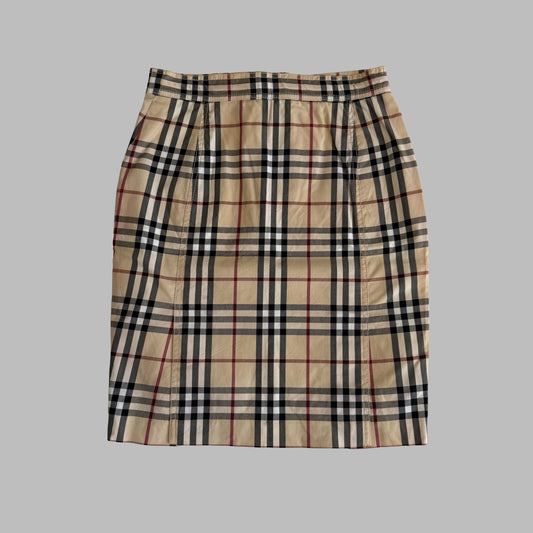 Y2K Burberry Nova Check Pencil Skirt - 27"