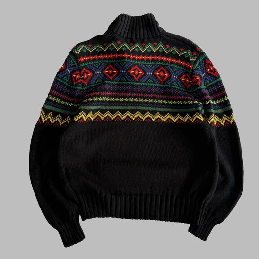90s Polo Ralph Lauren Aztec Heavy Knit Sweater - M